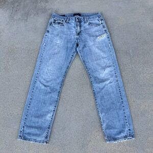 Lucky Brand Mens Original Straight 34x32‎ Light Wash Denim Blue Jeans Stretch